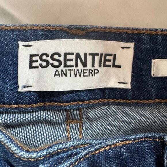 Essentiel Antwerp Cropped Straight Leg Jeans with Ribbon Trim Size 27 Mid-Rise - Picture 3 of 10